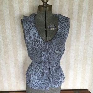 New York & Company Tops - Sheer animal print ruffled top. New York & Company Tops - Sheer animal print ruffled top.