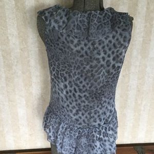 New York & Company Tops - Sheer animal print ruffled top. New York & Company Tops - Sheer animal print ruffled top.