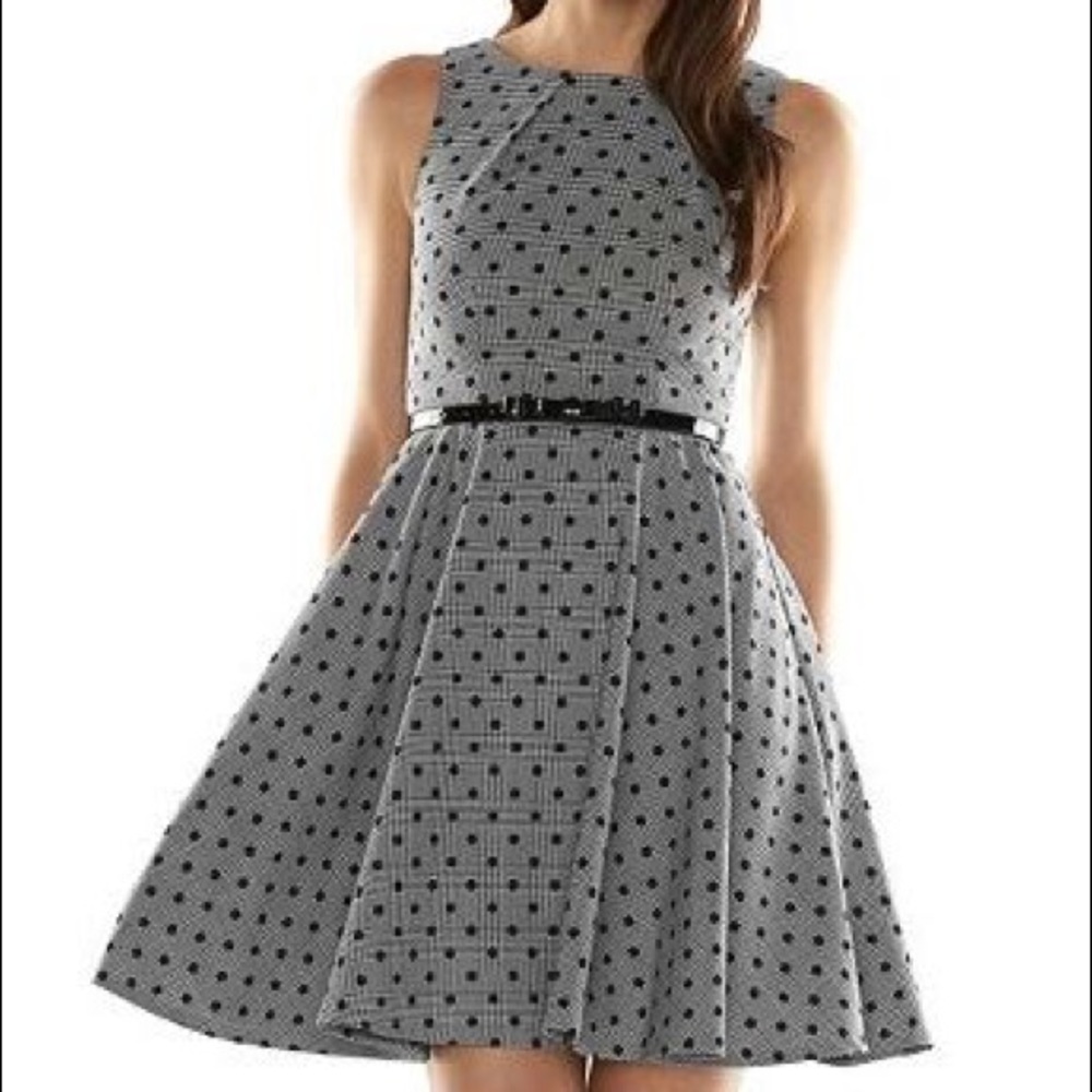 Elle Fit & Flare Polka Dot Dress