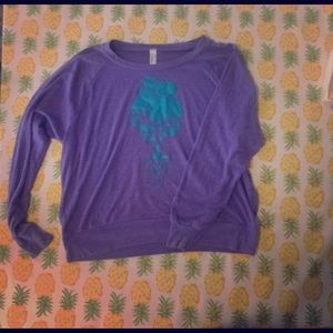 Periwinkle sweatshirt with aqua tree