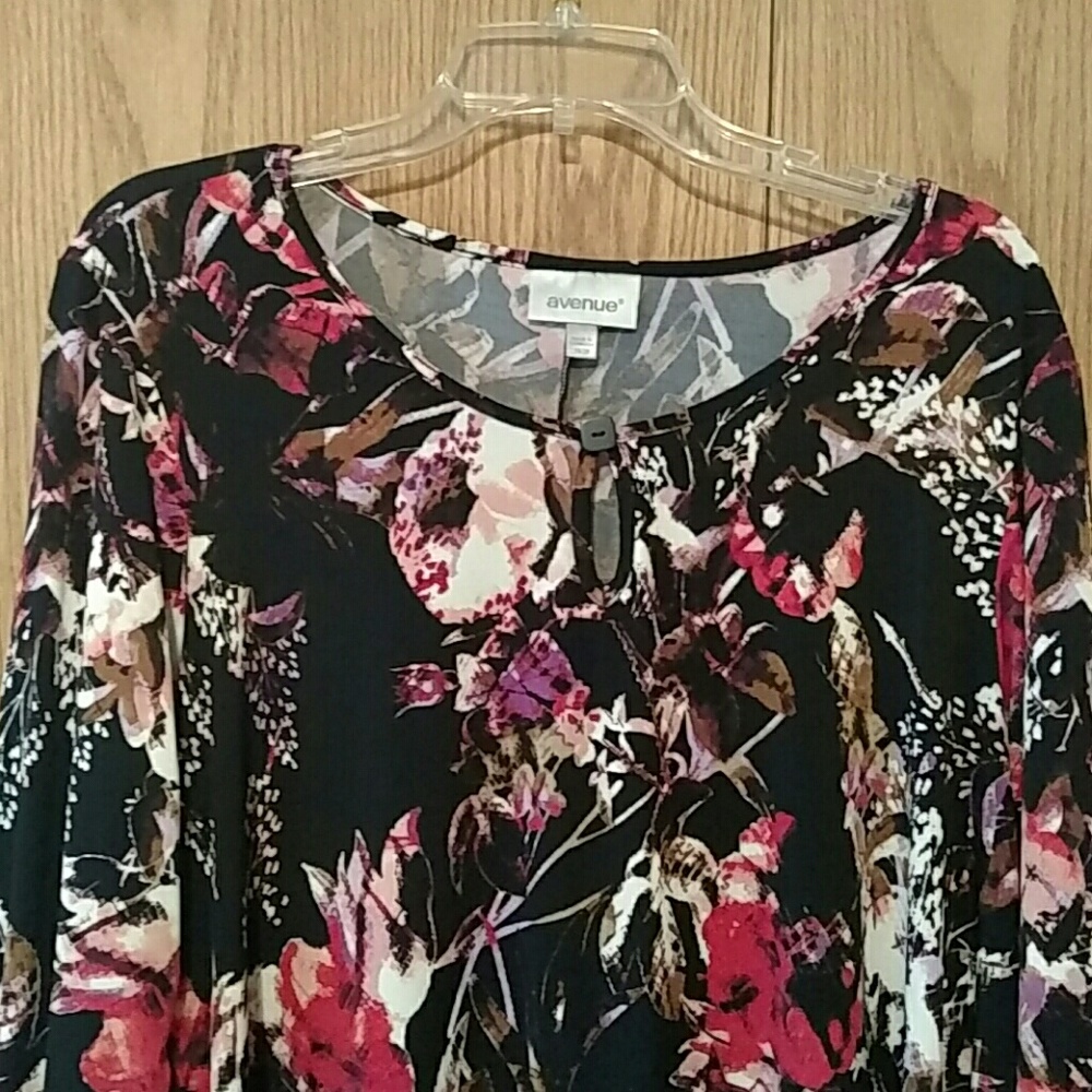 Red and pink floral with black background