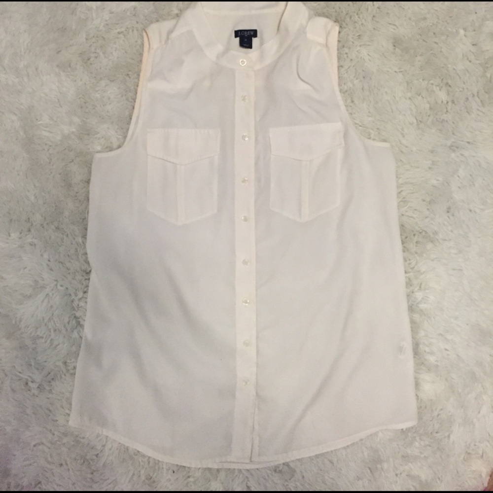 J. Crew white, sleeveless, button down top