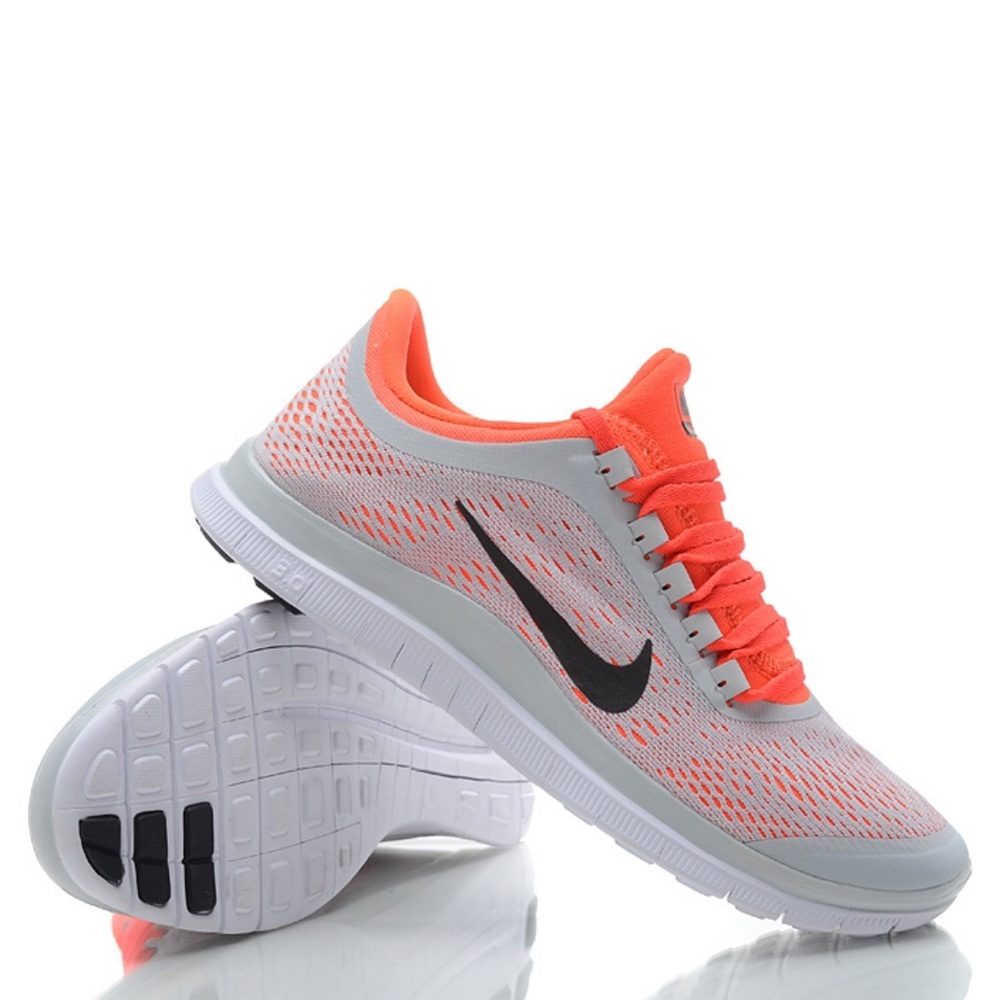 Nike Free 3.0 Size 6.5 light grey with orange trim