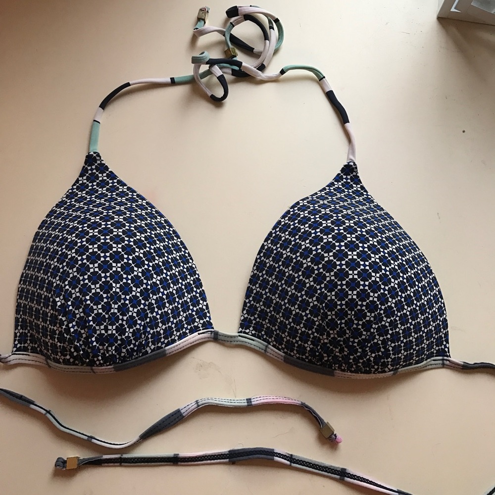Blue Patterned Bikini Top