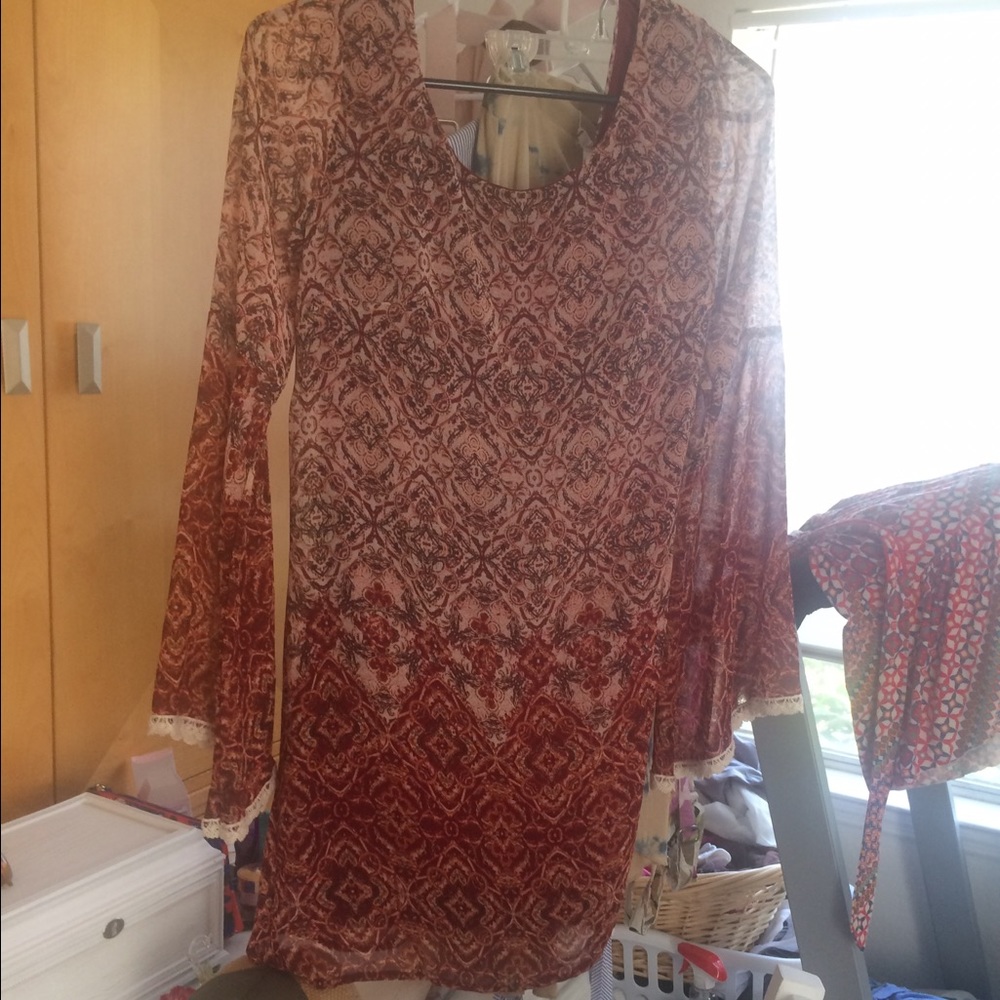 NWOT BOHO DRESS , lined,  ! Bell sleeve