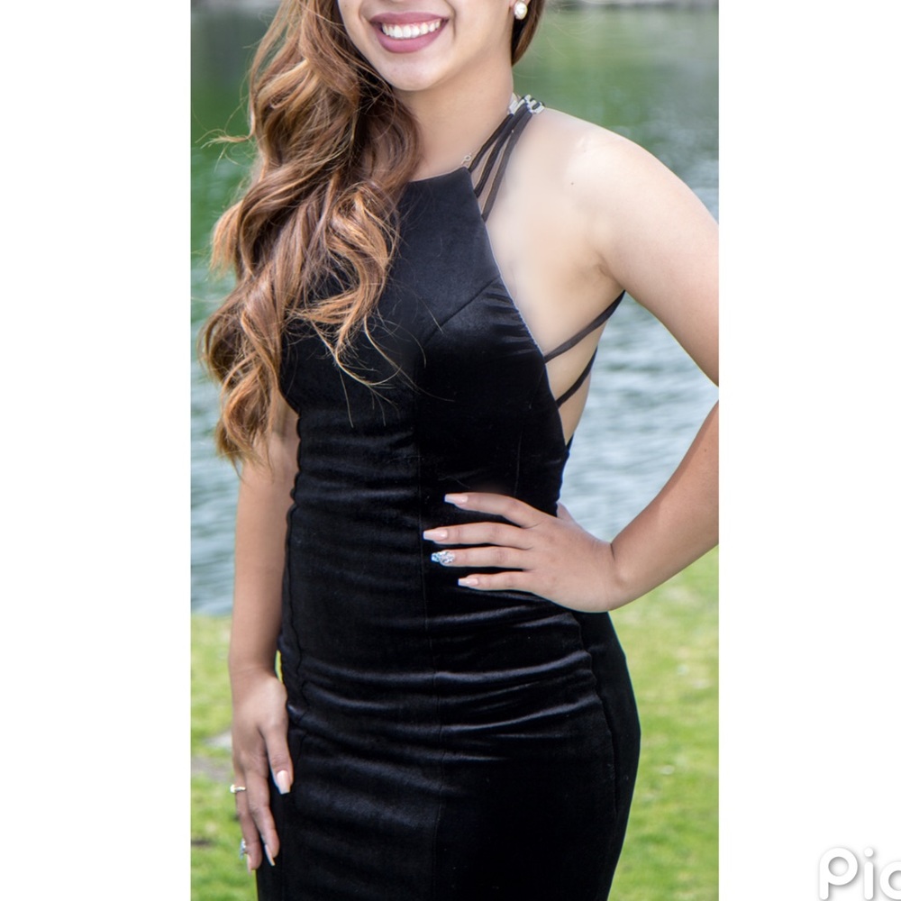 Black halter prom dress