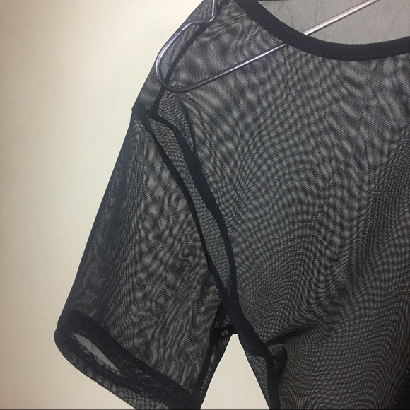 Black Mesh Oversized Jersey Dress Overlay - Picture 5 of 7