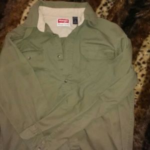 Good condition wrangler green button up