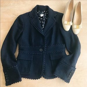 J Crew Navy Tweed and Silk Navy Blazer
