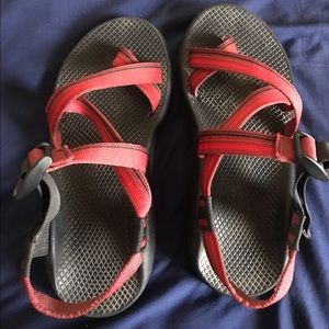 Red chacos! Practically new!