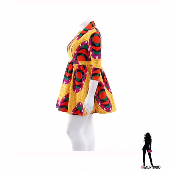 PLUS Multi-Printed Full Skirt Long Sleeve Dress - Picture 2 of 3