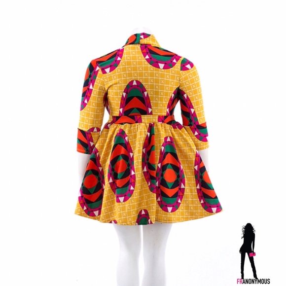 PLUS Multi-Printed Full Skirt Long Sleeve Dress - Picture 3 of 3