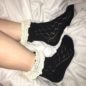 Vintage black lace socks