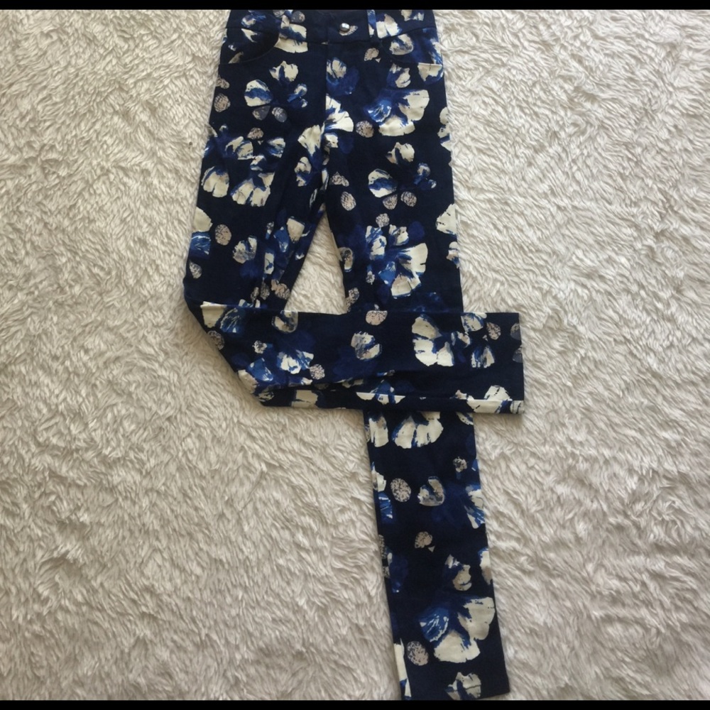 Miss Behave Girls Blue Floral Pants Small