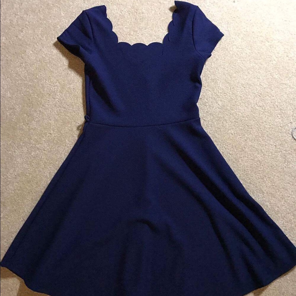 Navy blue scalloped dress