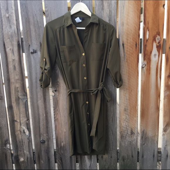 b. darlin Dresses & Skirts - Army green button dress