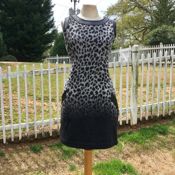 Javier Simorra Dresses & Skirts - Javier Simorra Leather Trimmed Wool Dress size 6