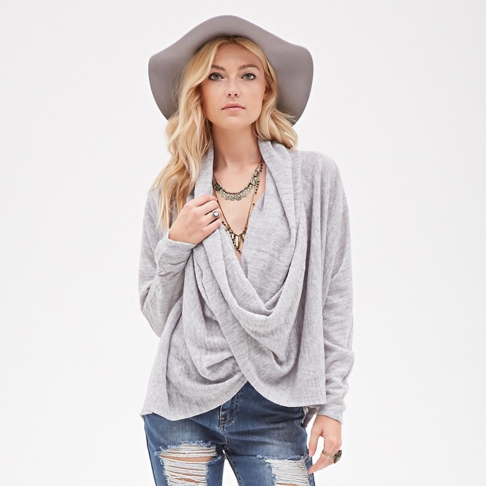 Draped Front Marled Sweater