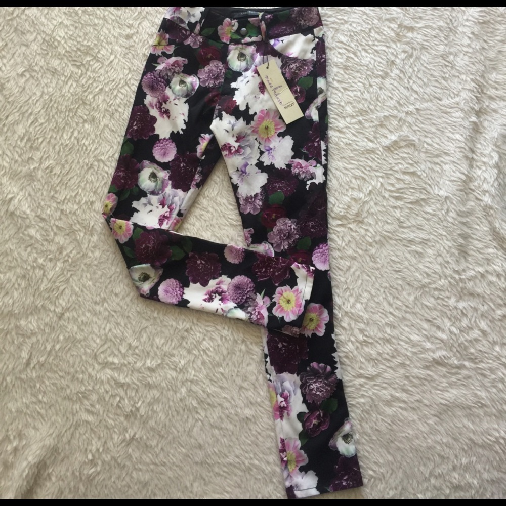 Miss Behave Girls Purple Floral Pants Small
