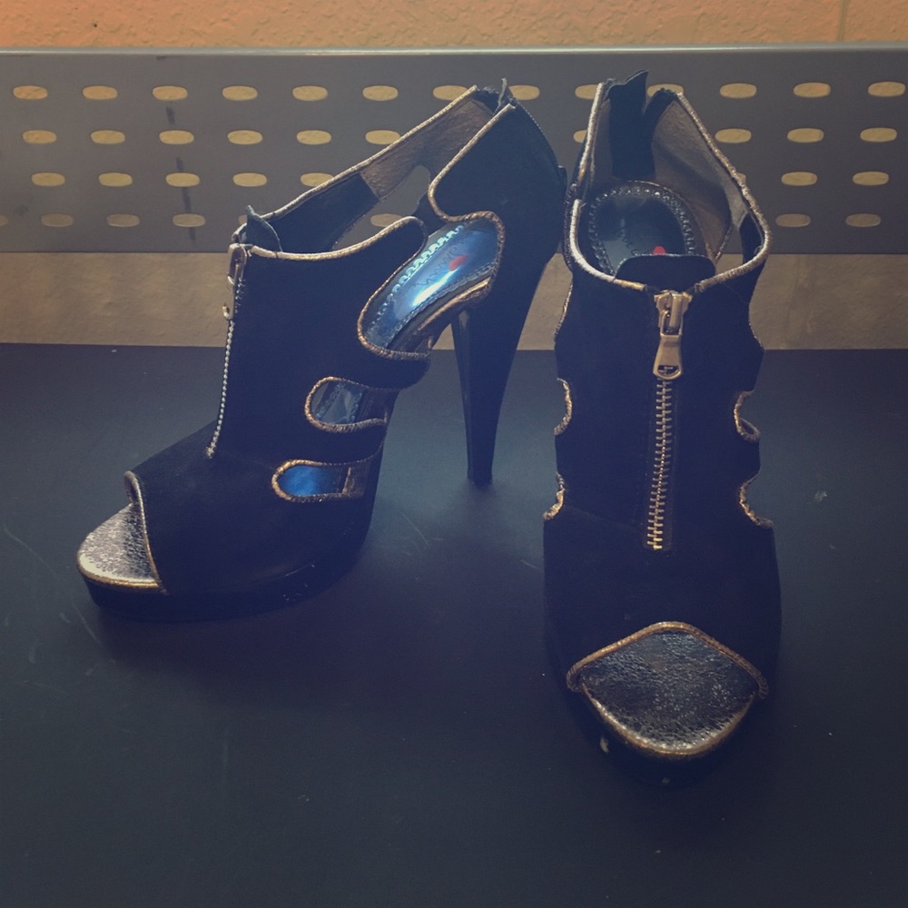 Black suede booties