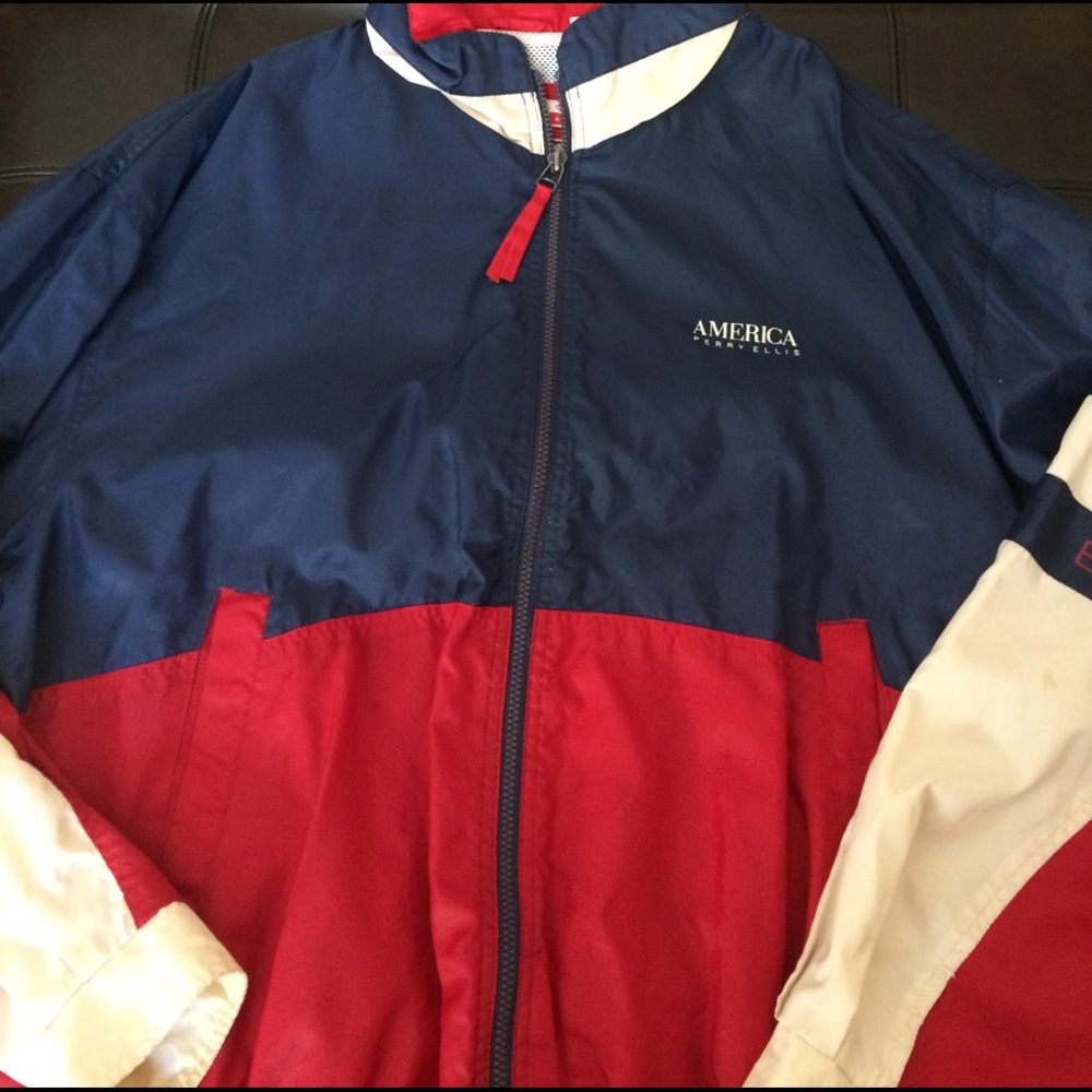 Vintage Red white&blue perry Ellis windbreaker
