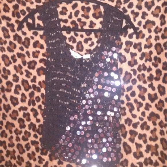 Vintage 80s crochet sequin see through tank rayon - Picture 6 of 6