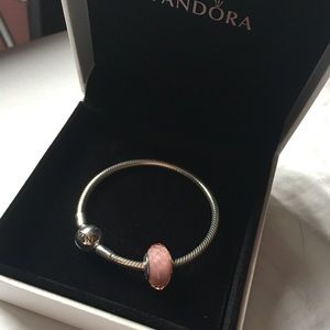 Pandora Smooth Silver Clasp Bracelet and Charm