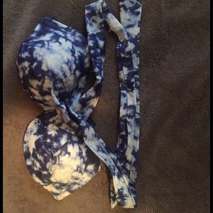 PINK strapless cross back bathing suit top