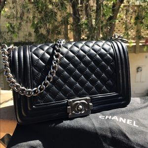Black leather chain bag
