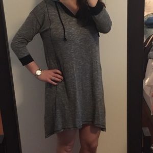 Black and Grey Hooded Sweatshirt Tunic