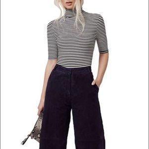 topshop  striped mock neck bodysuit