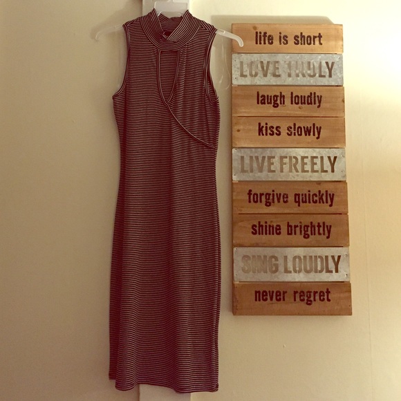 🖤black&white striped keyhole/choker bodycon dress - Picture 3 of 5