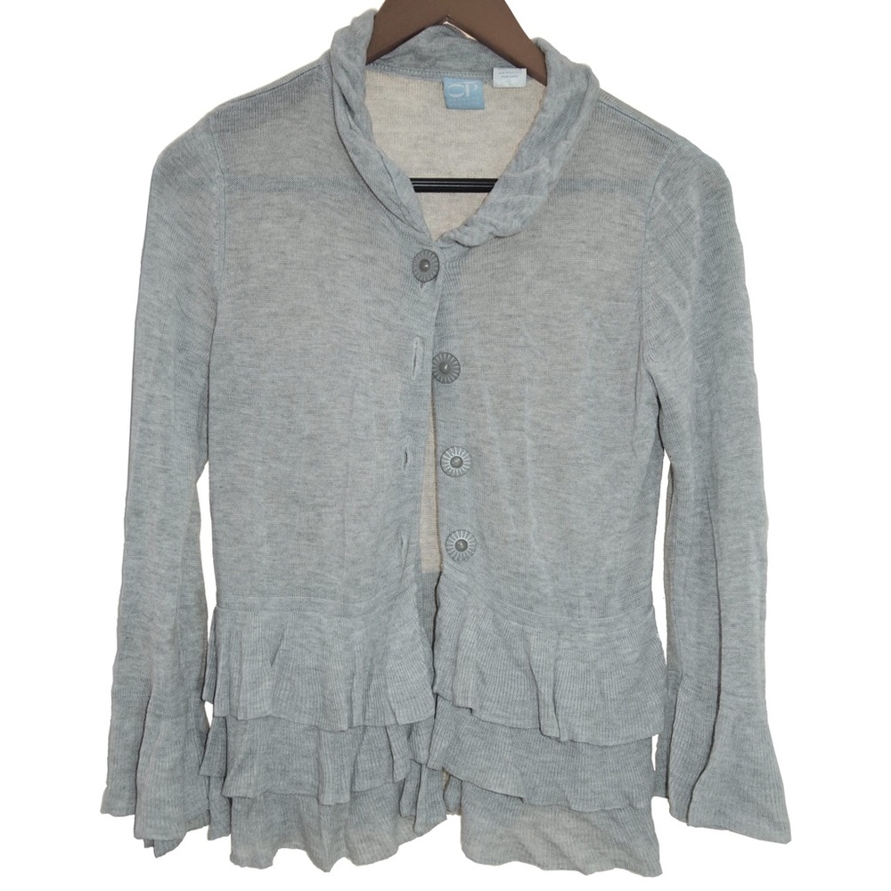 Barney’s New York COOP Ruffle grey top GREAT!