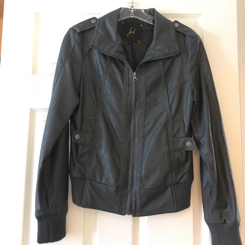 **NEW Charcoal Grey Faux Leather Jacket 😍**