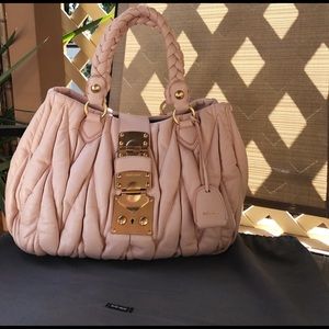 Pink leather A quality hand bag