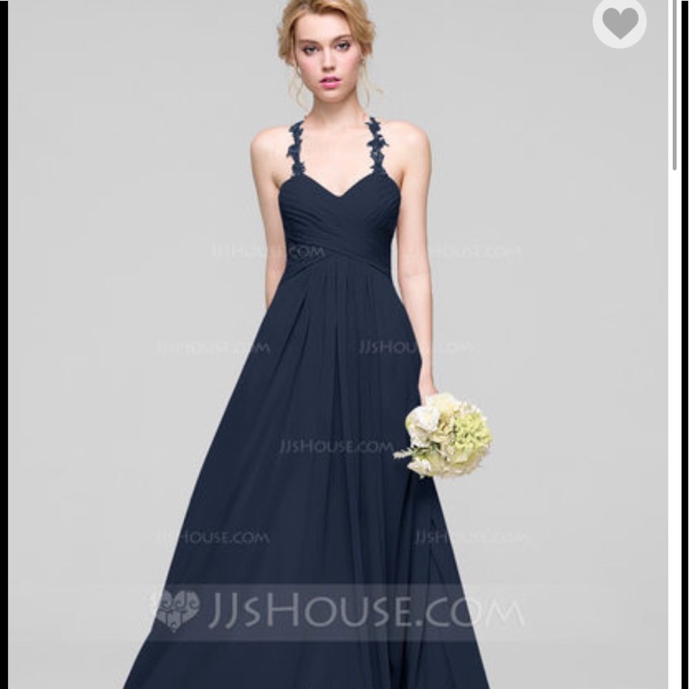 JJ'sHouse Floor Length Blue Bridesmaid Dress