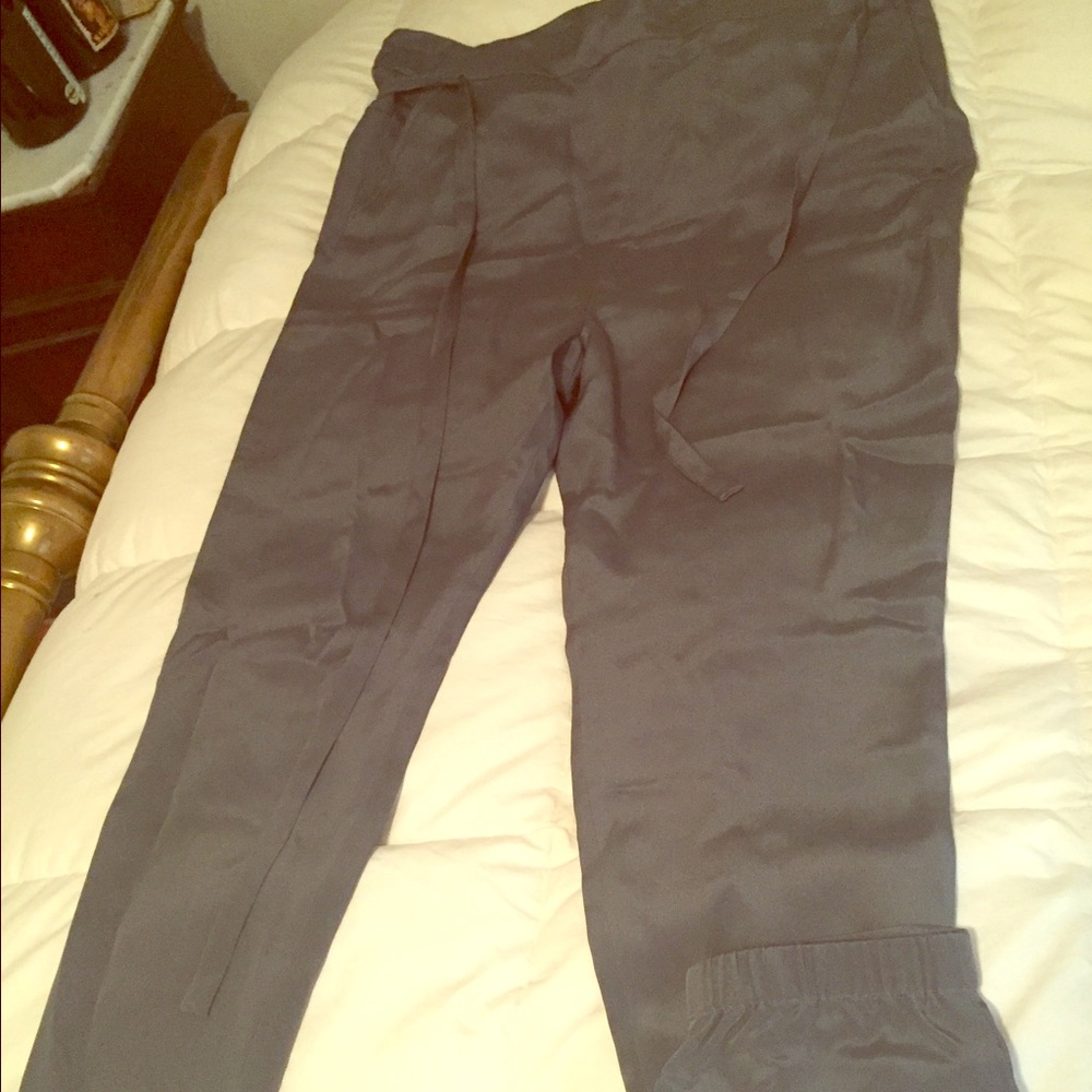Tibi Paper Bag Pants silk solstice grey