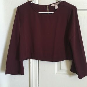 NWOT Burgundy top with slight crop fit