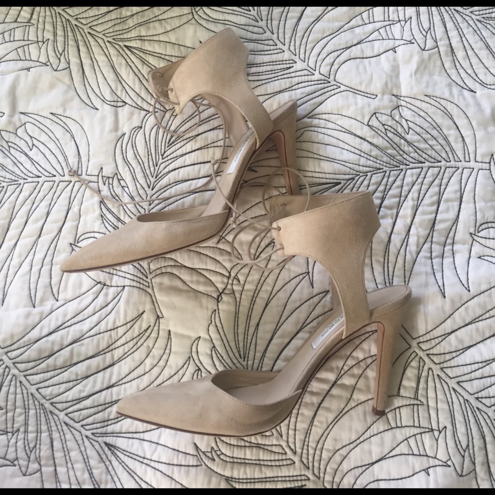 Saks Fifth Avenue nude suede heels