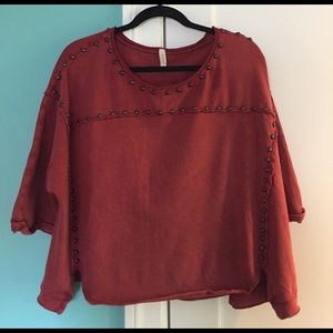 Free People Studded Cropped Sweater