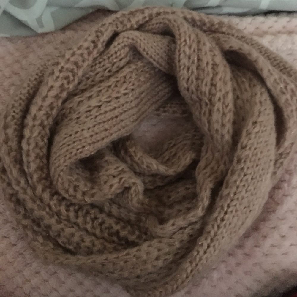 Pinkish cream sparkly infinity scarf