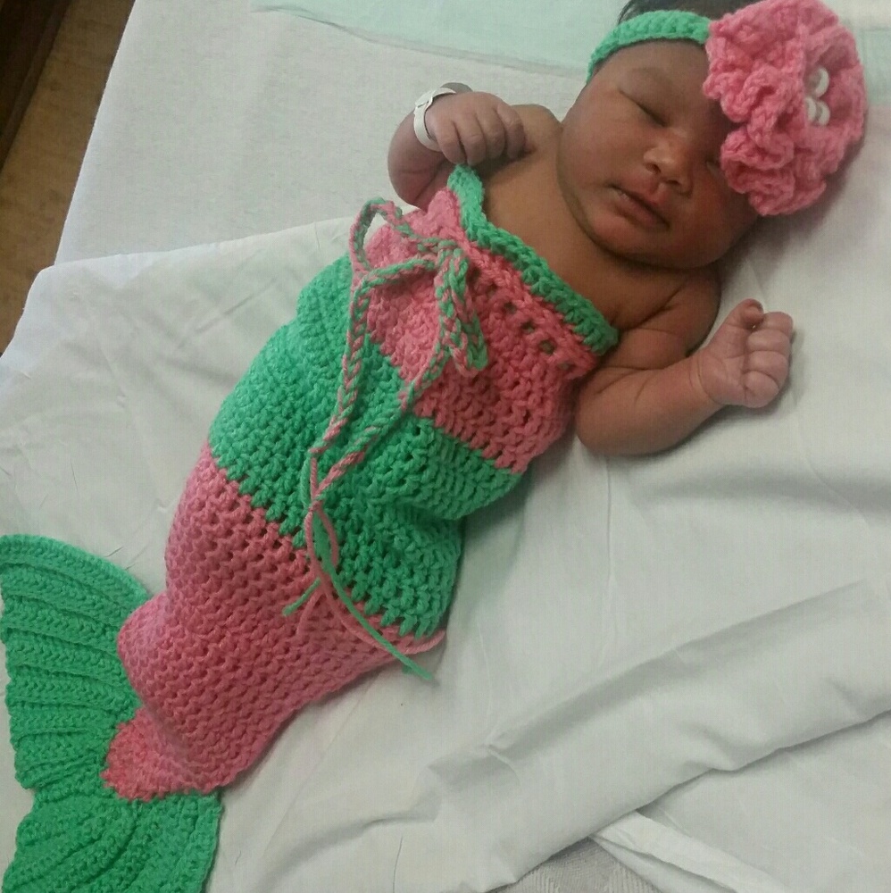 NOT FOR SELL...Mermaid cocoon and headband
