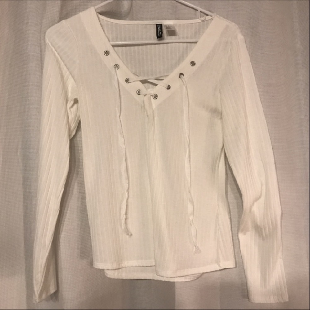 womans lace up blouse