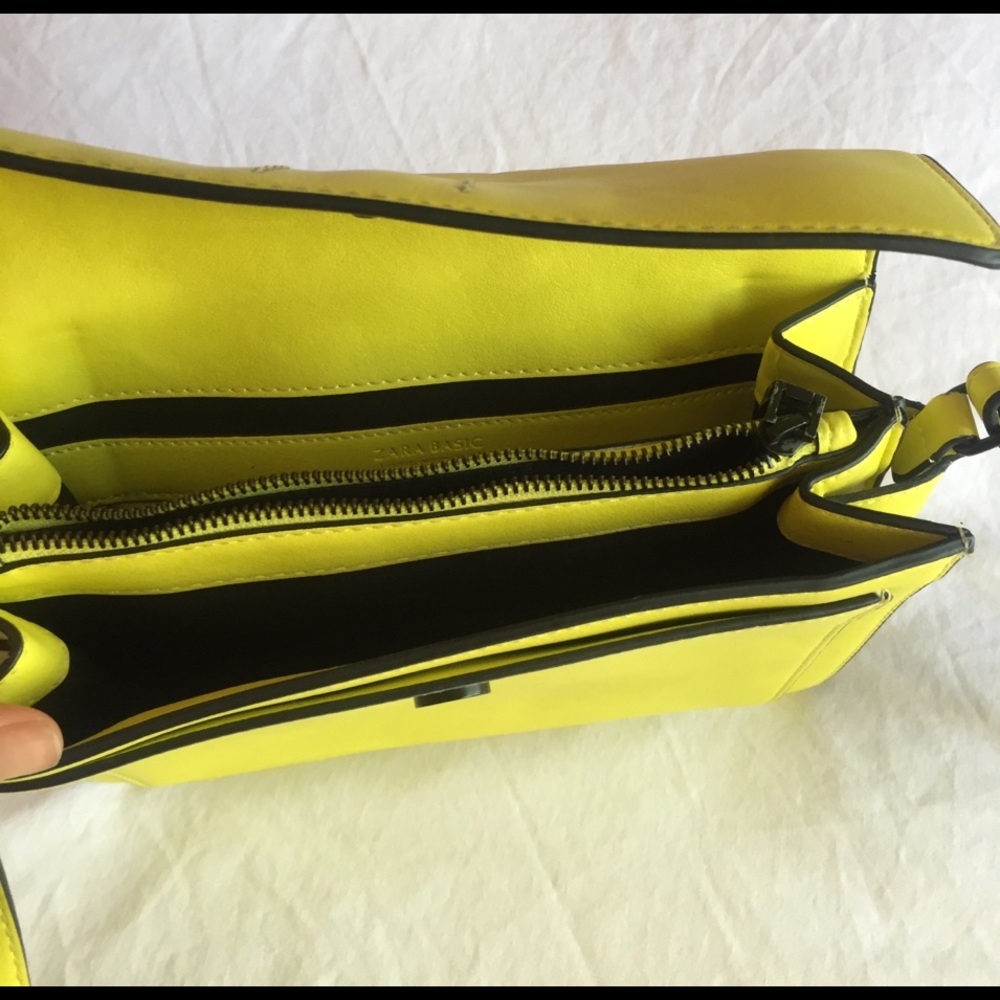 Neon yellow Zara satchel side bag - Picture 3 of 5