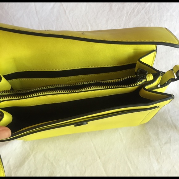 Neon yellow Zara satchel side bag - Picture 3 of 5