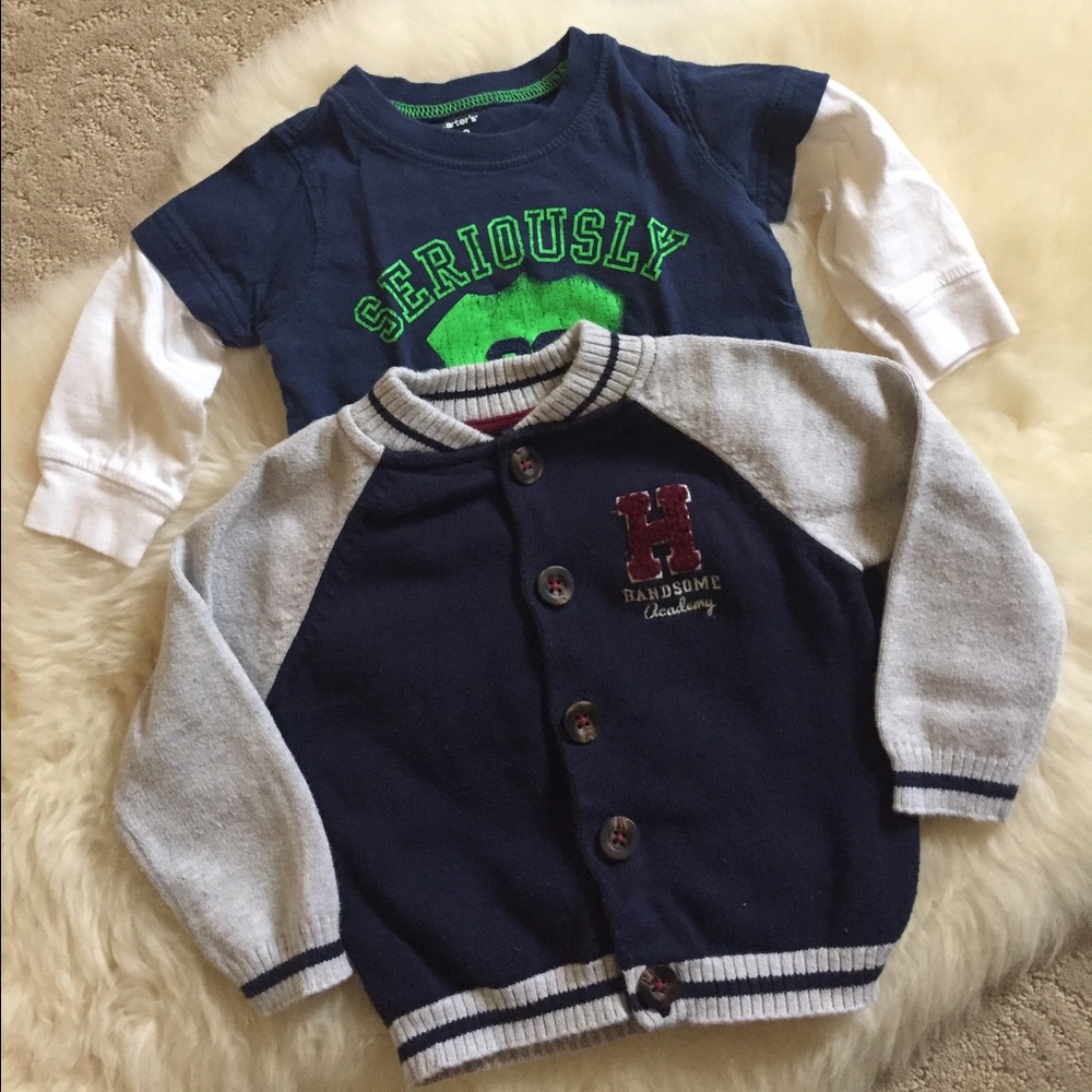 Carter's Cardigan And Long Sleeve Tee Bundle