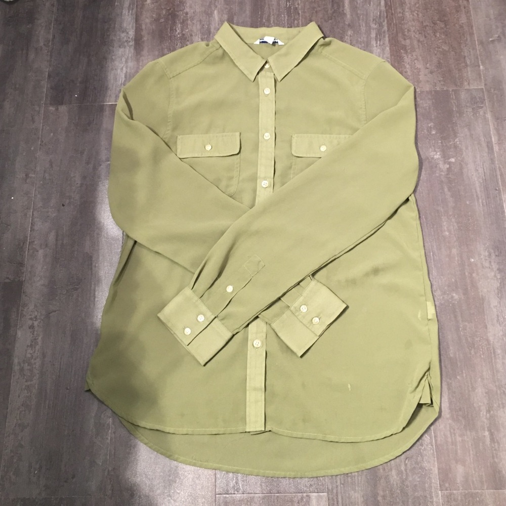 AEO | sheer green button down