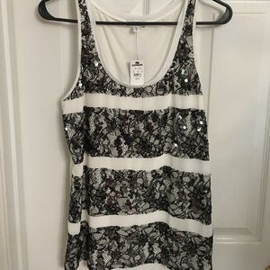 NWT Express Black Lace and Sequined Tank