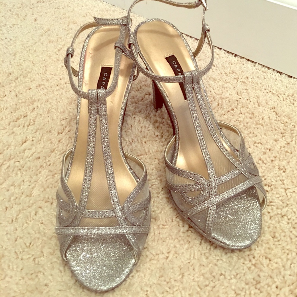 Silver sparkle heels