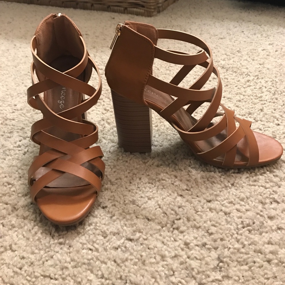 Criss Cross Strap Chunky Heel Sandals